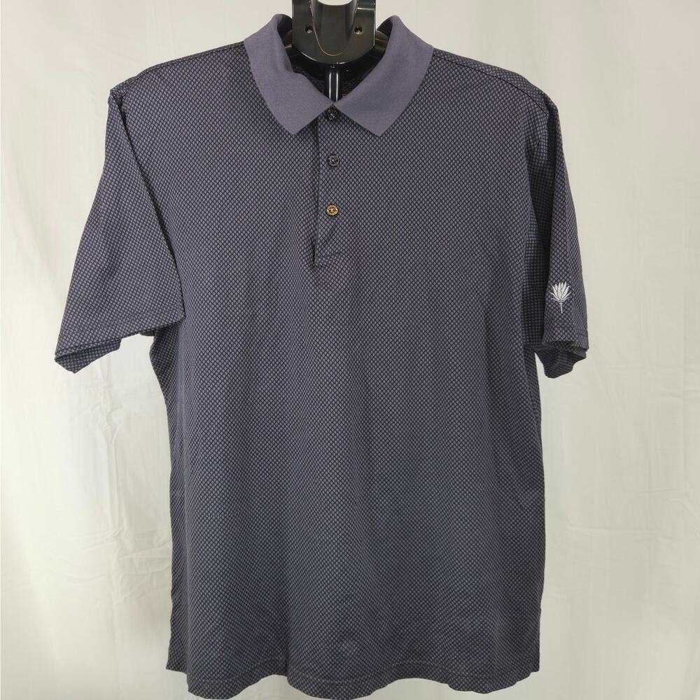Bugatchi Uomo Polo Shirt XL Gray Pattern Mercerized Cotton Short Sleeve